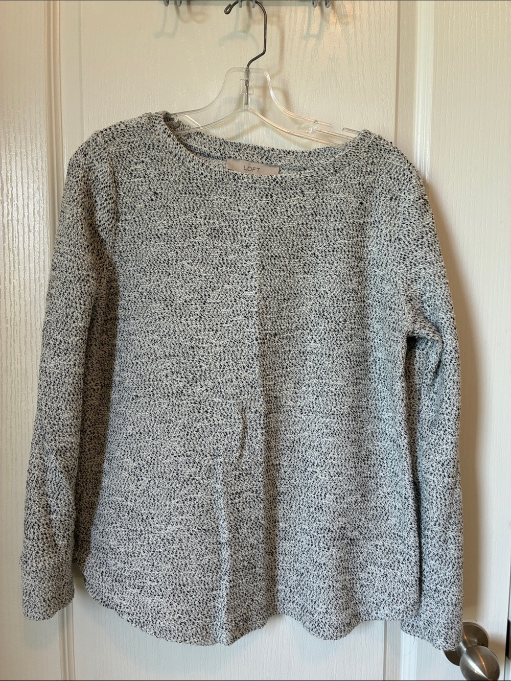 LOFT Gray Marled Scoopneck Sweater